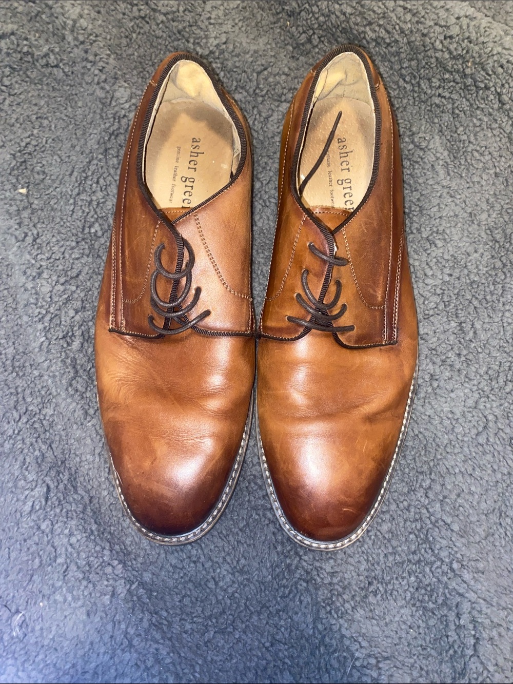 Asher Green Brown Leather Derby Shoes - Polished Men’s Dress Oxfords